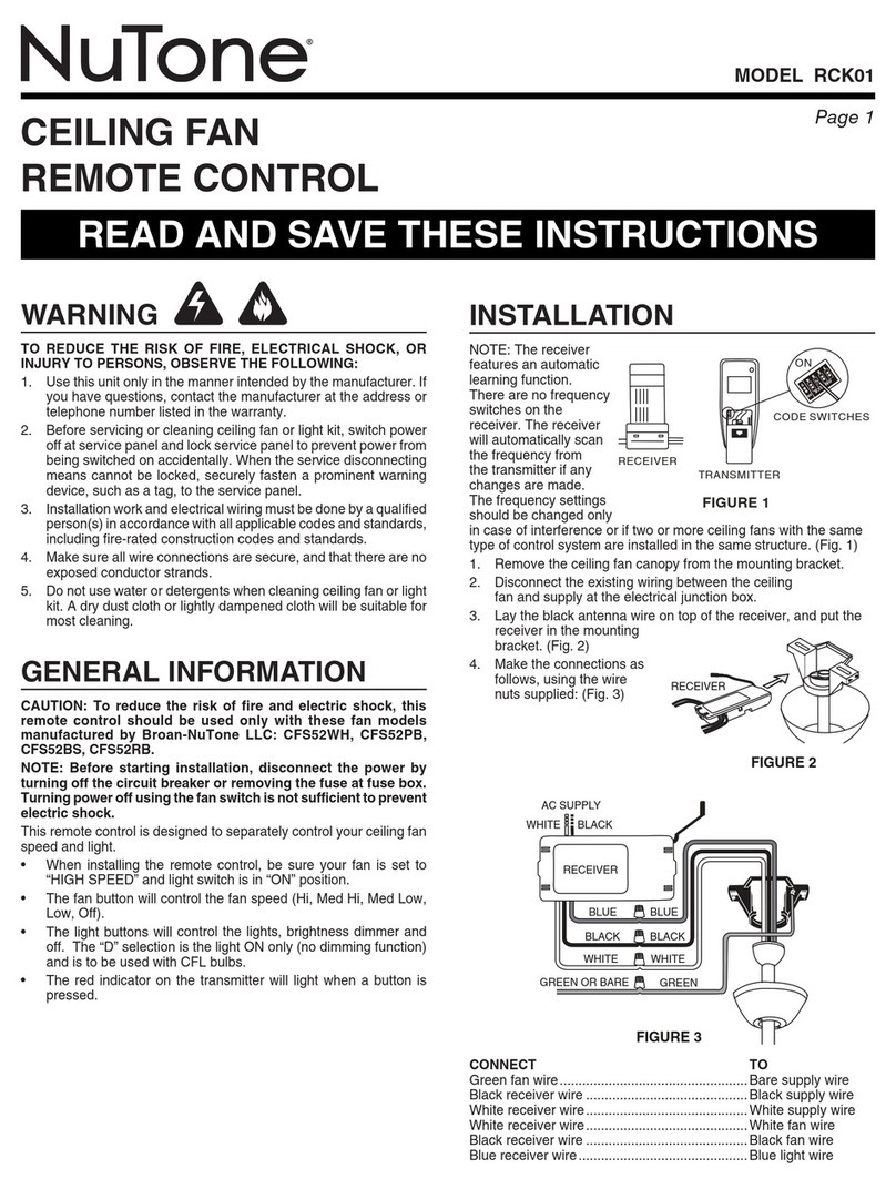NuTone RCK01 User manual
