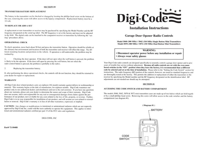 Digi-Code 5040 installation instructions
