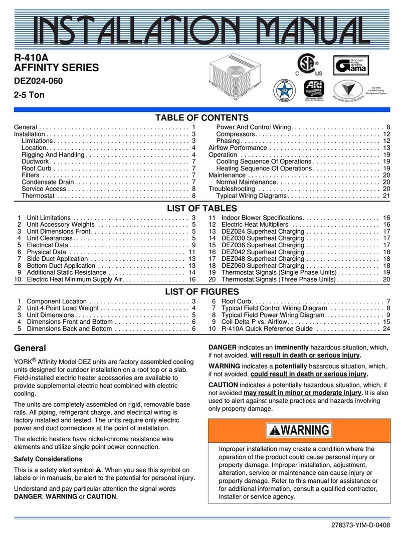 York AFFINITY SERIES User manual