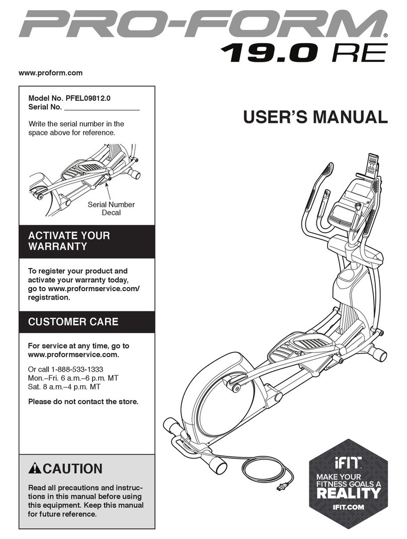 Pro-Form 19.0 RE PFEL09812.0 User manual