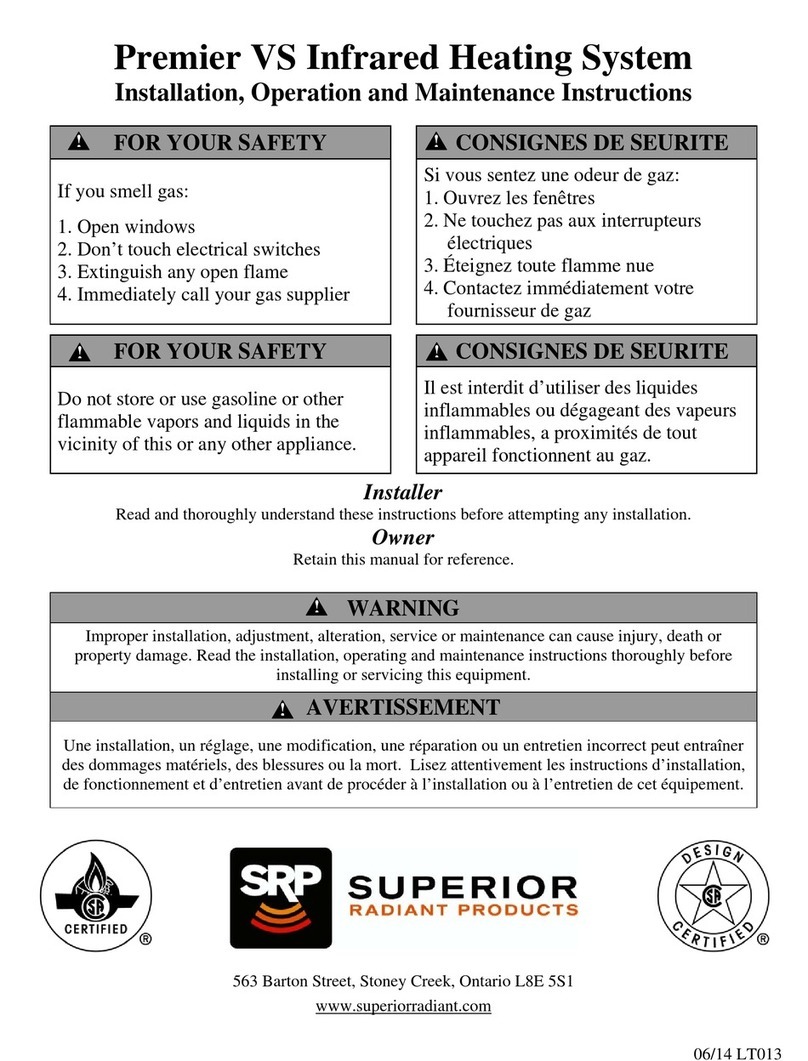 Superior Radiant Premier VS Installation, operation and maintenance instructions