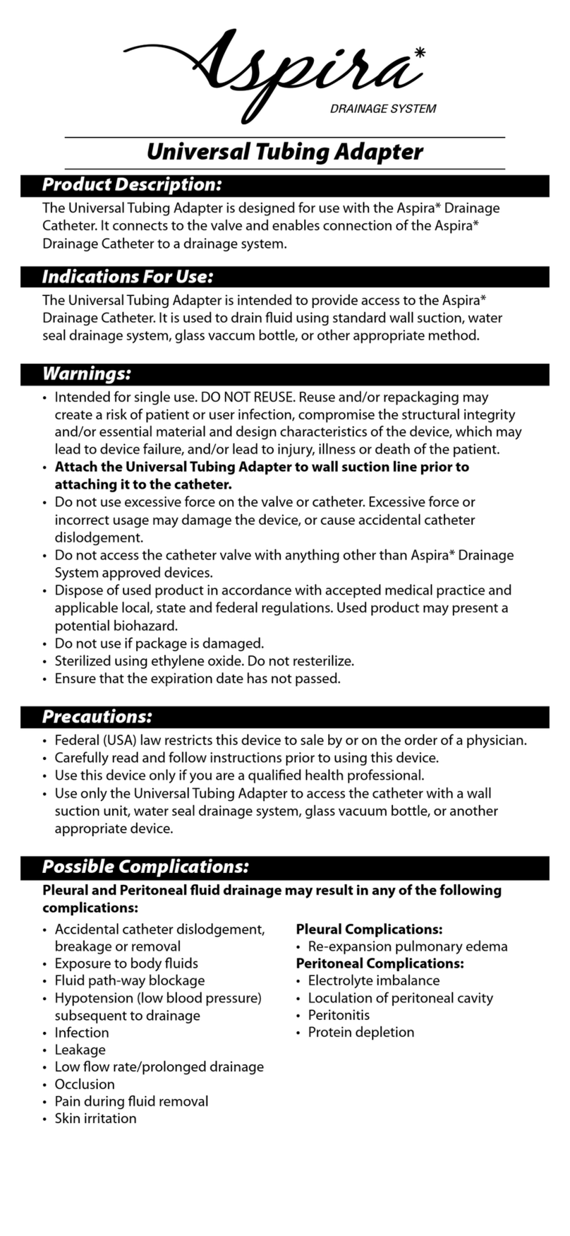 Bard Aspira instruction manual