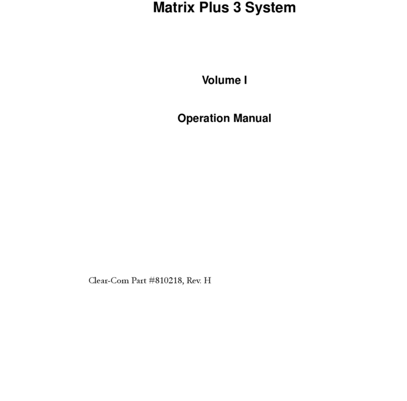 Clear-Com Matrix Plus 3 Operation manual