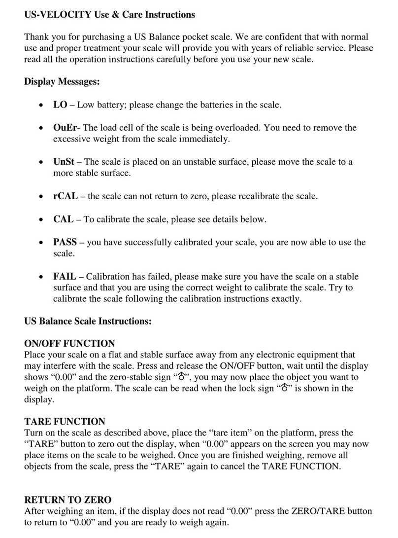 US Balance US-VELOCITY Quick reference guide