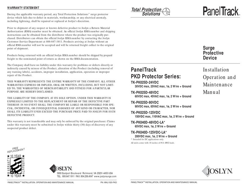 Joslyn PanelTrack TK-PK025D-24VDC User manual