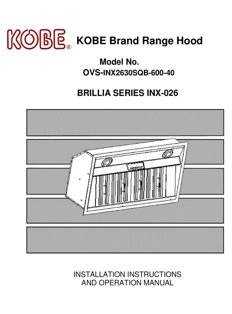 KOBE BRILLIA SERIES INX-026OVS-INX2630SQB-600-40 Installation instructions and operation manual