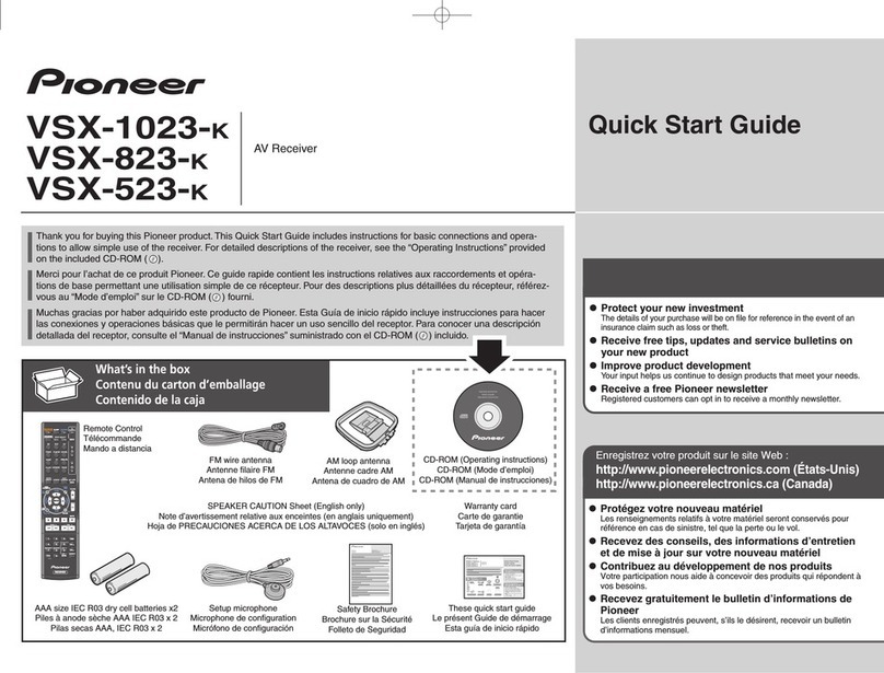 Pioneer VSX-1023-K quick start guide