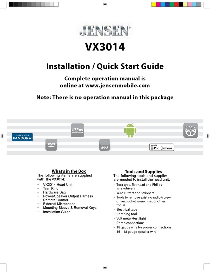 Jensen VX3014 Installation & quick start guide