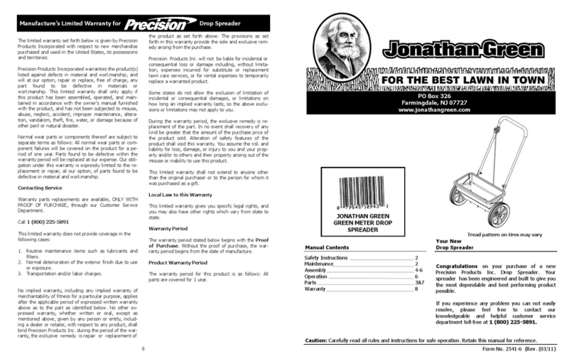 Precision Products Jonathan Green DS4000JG Instruction sheet