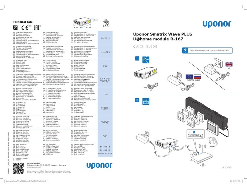 Uponor Smatrix Wave Plus Uahome Module R-167 User manual