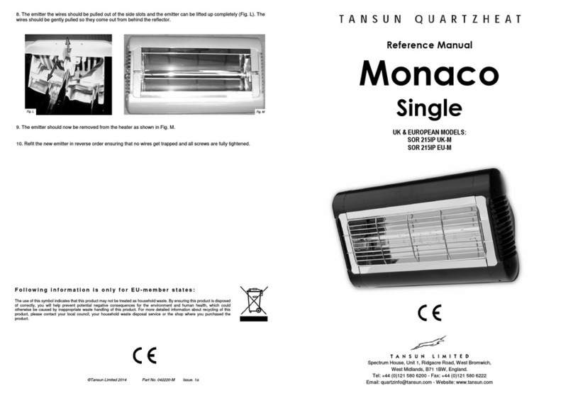 Tansun Quartzheat Monaco single SOR 215IP UK-M Reference manual Tansun Quartzheat Monaco single SOR 215IP UK-M Reference manual