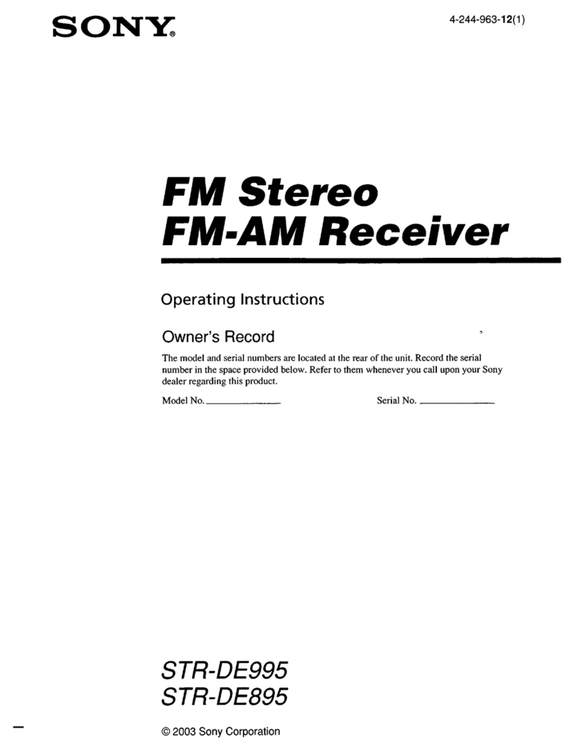 Sony STR-DE995 - Fm Stereo/fm-am Receiver operating instructions