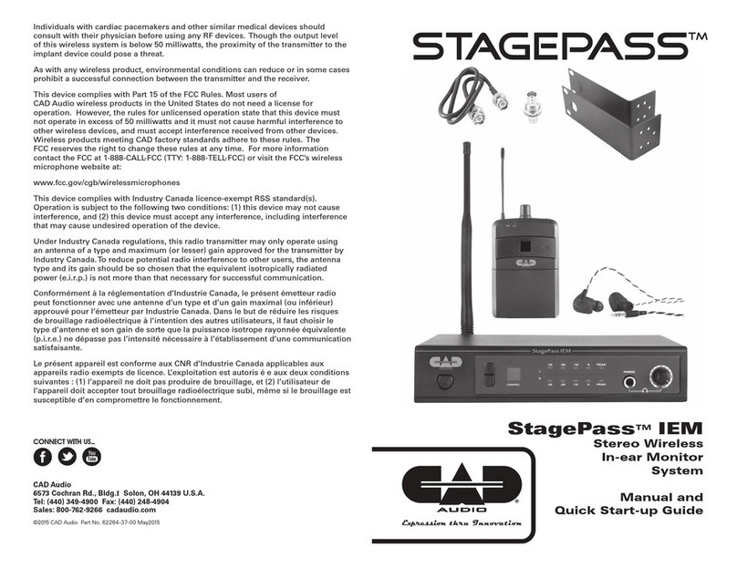 CAD Audio StagePass IEM Manual and quick start-up guide