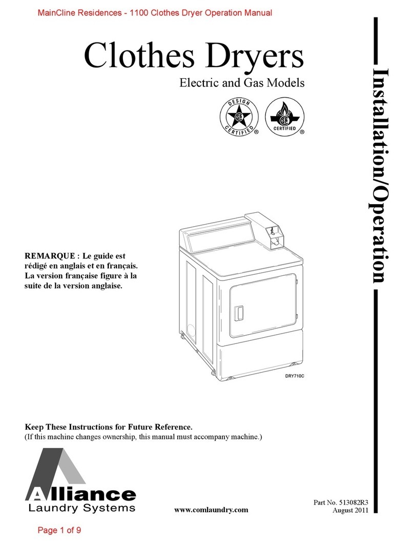 Alliance Laundry Systems DRY710C Installation & operation