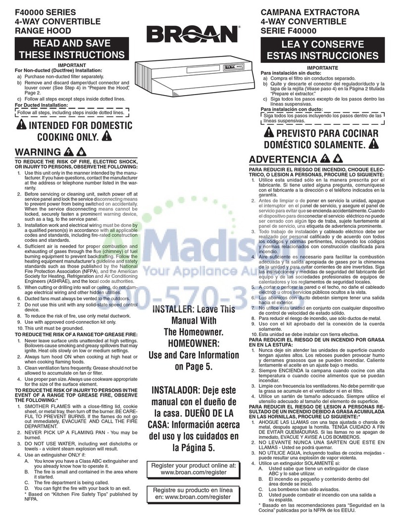 Broan F40000 SERIES User manual