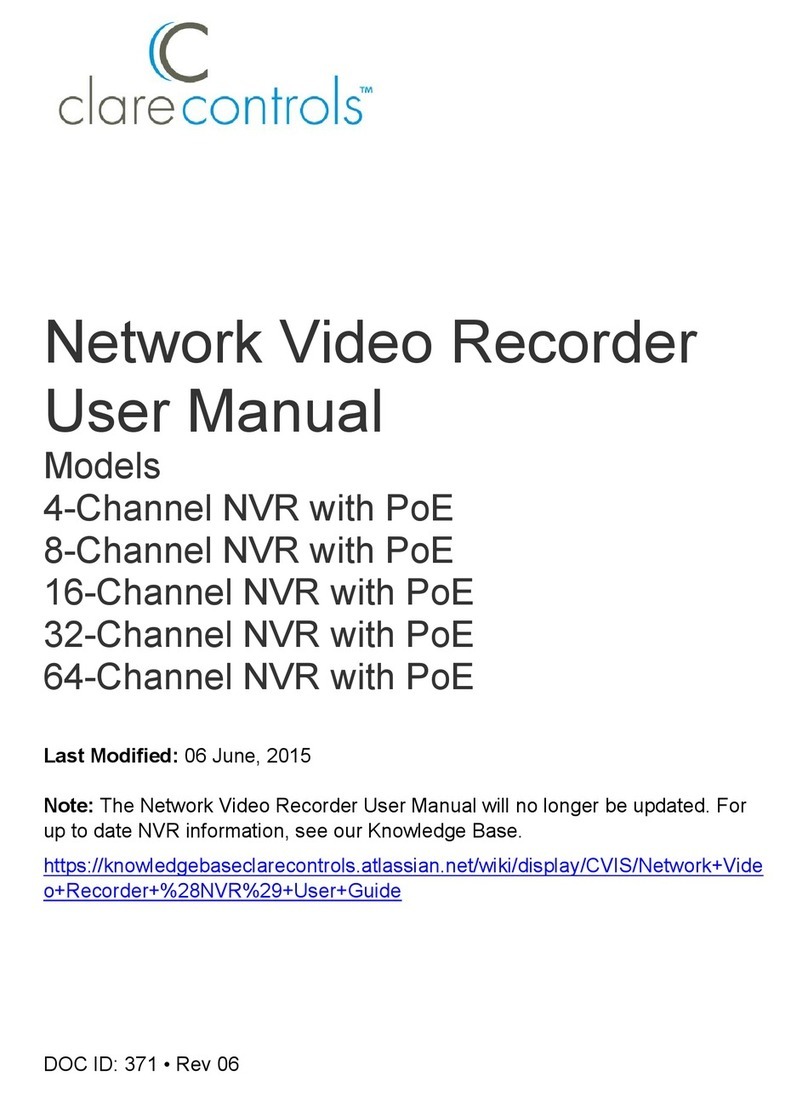 Clare Controls 4-Channel NVR with PoE User manual Clare Controls 4-Channel NVR with PoE User manual