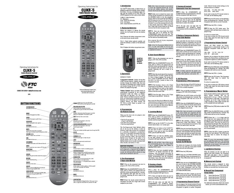 FTC CLIKR-5 UR5L-8700L-IP operating instructions