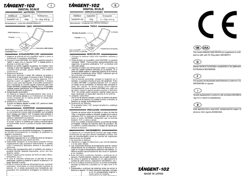 Tanita Tanget-102 user manual
