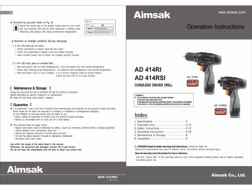Aimsak AD 414RI operating instructions