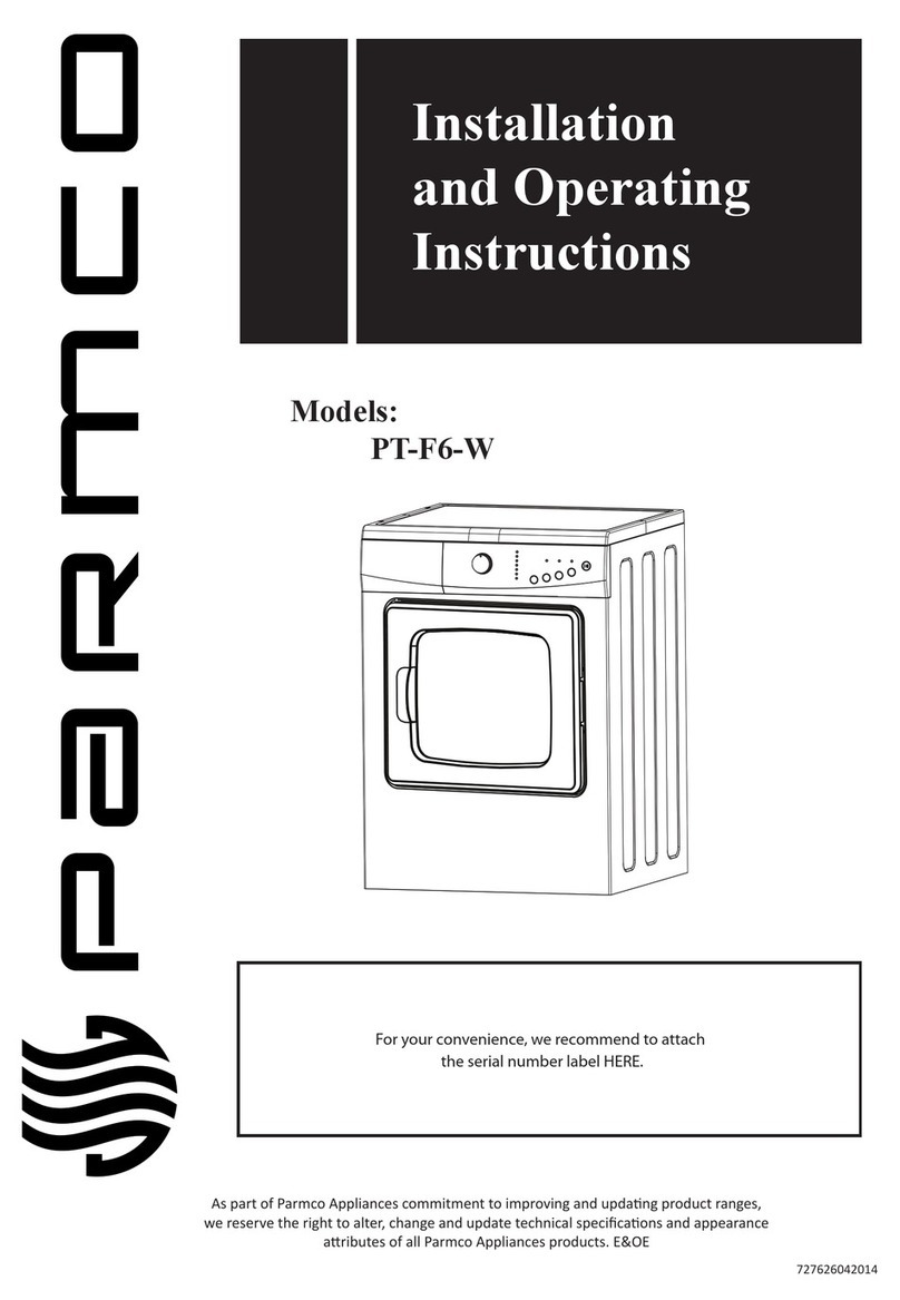 Parmco PT-F6-W Installation and operating instructions