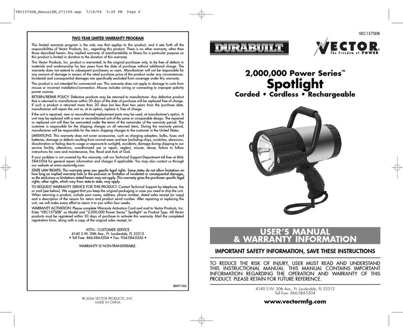durabuild Vector VEC157SDB User's manual & warranty information