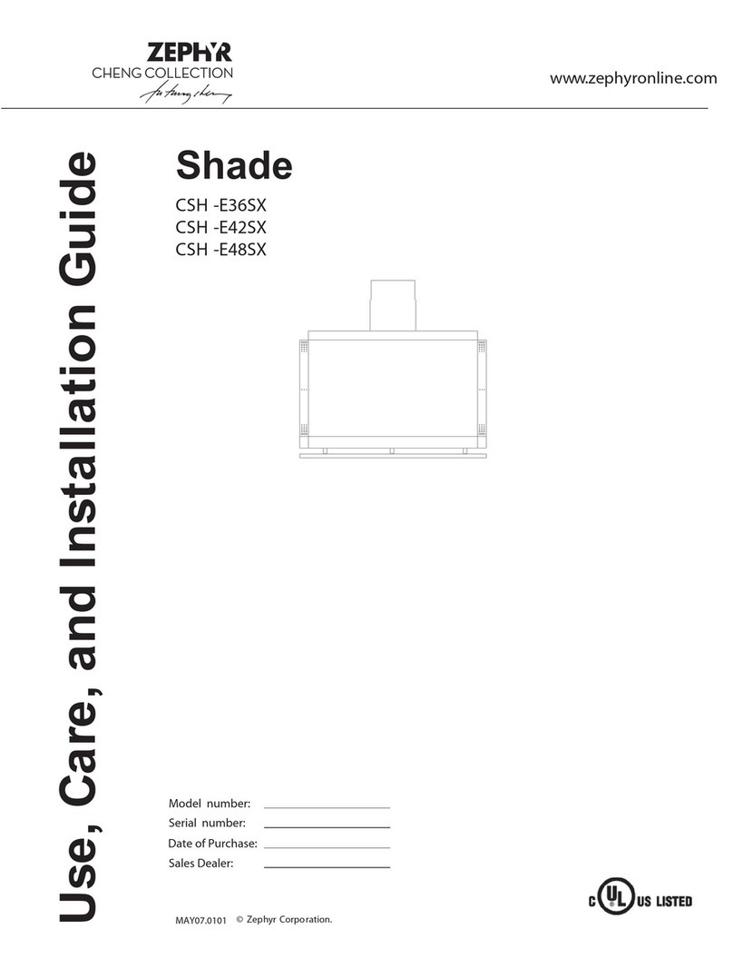 Zephyr Shade CSH -E42SX Installation guide