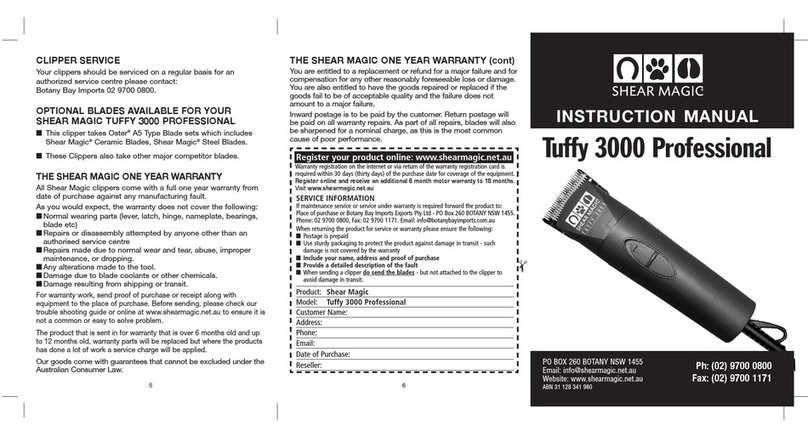 Shear Magic Tuffy 3000 Professional instruction manual