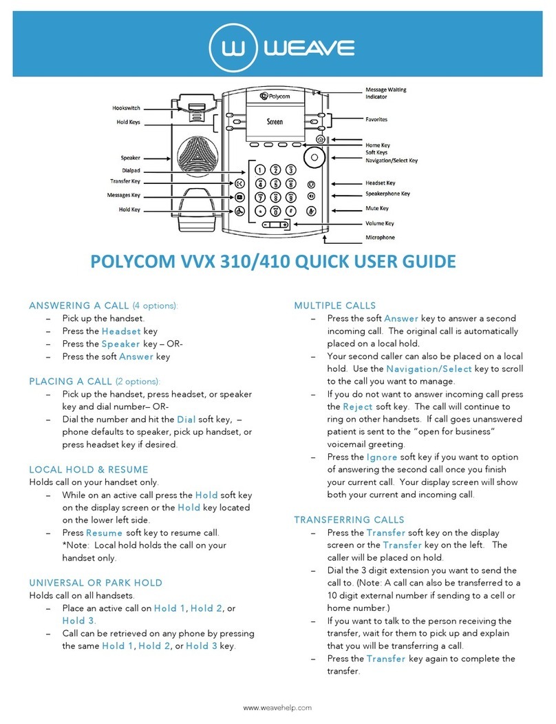 Weave POLYCOM VVX 310 Quick user guide