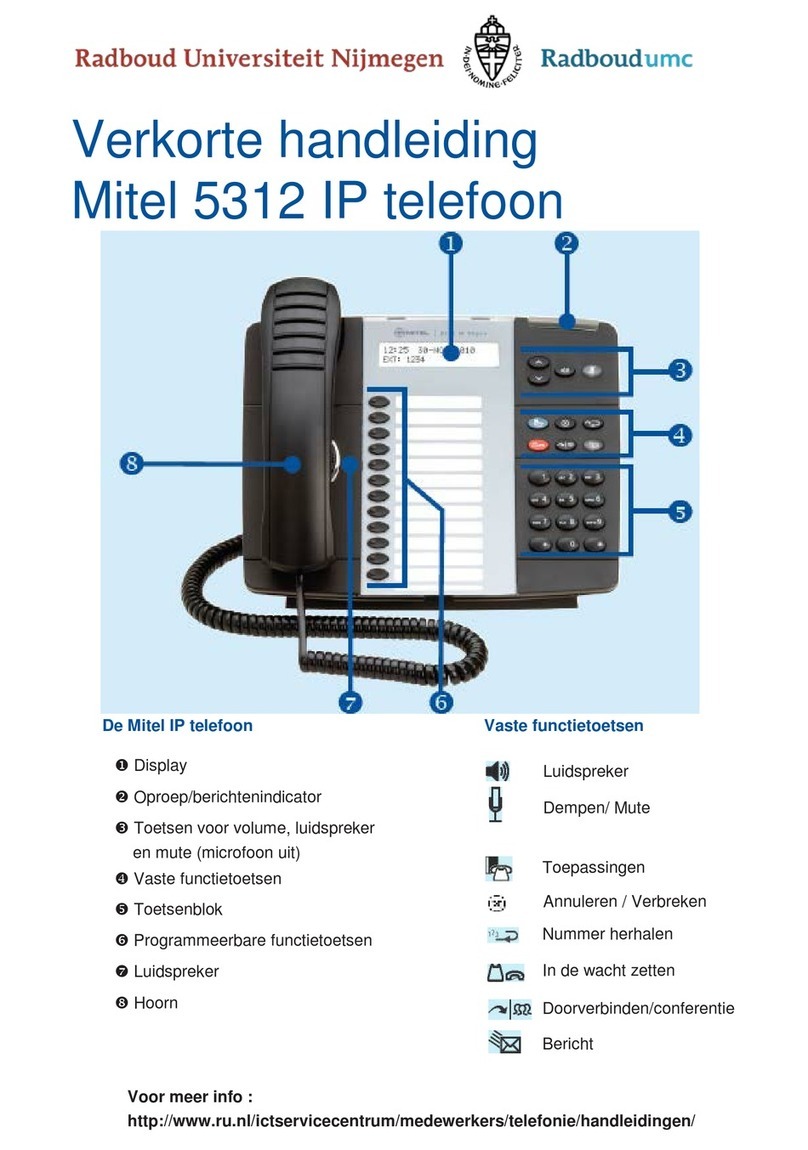 Mitel MiVoice 5312 Quick reference guide