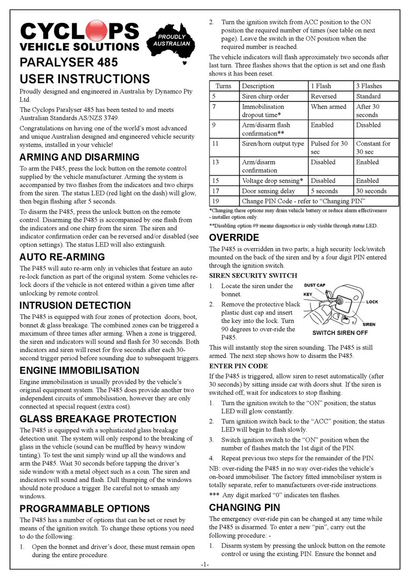 CYCLOPS PARALYSER 485 User instructions