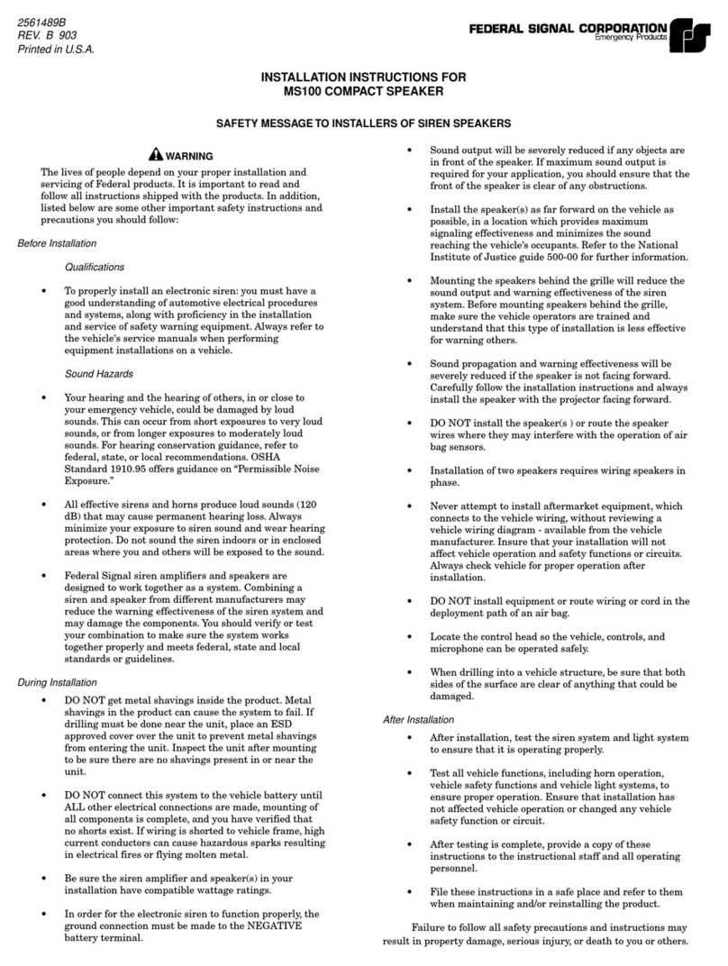 Federal Signal Corporation MS100 installation instructions