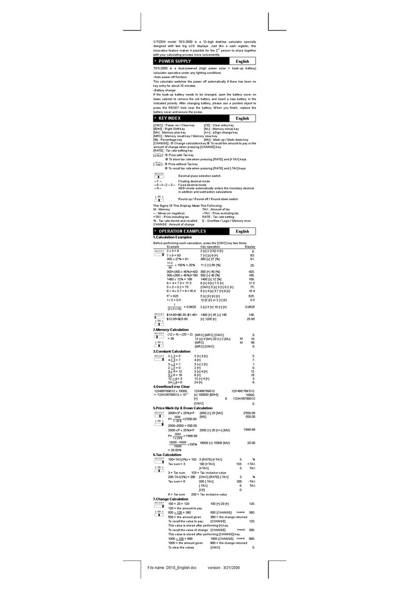 Citizen TDS-2000 User manual Citizen TDS-2000 User manual