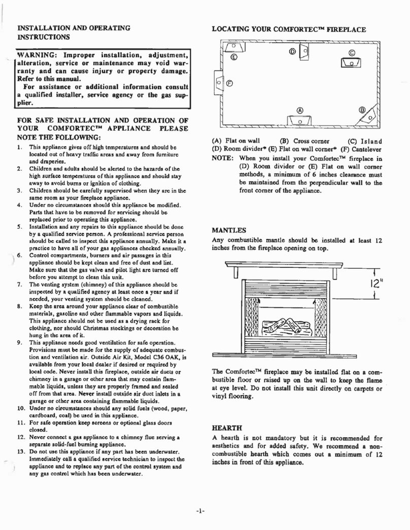 Comfortec C36MN Installation and operating instructions Comfortec C36MN Installation and operating instructions