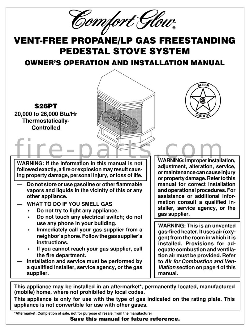 Comfort Glow S26PT OWNER'S OPERATION AND INSTALLATION MANUAL