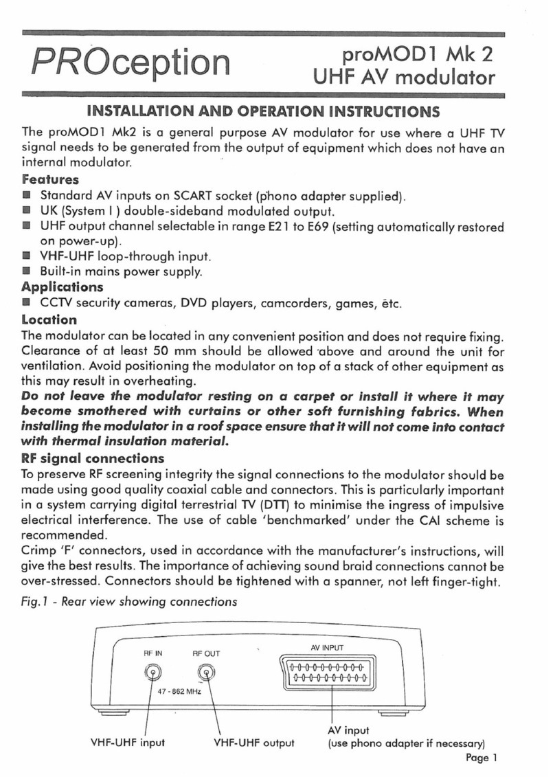 PROception proMOD1 Mk2 Installation and operation instructions