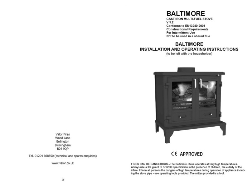Valor Fires BALTIMORE Installation and operating insctruction manual