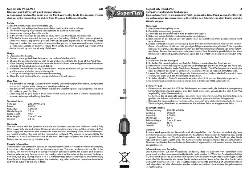 SuperFish Pond-Vac instructions