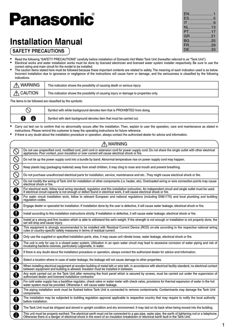 Panasonic WH-TD20E3E5 User manual