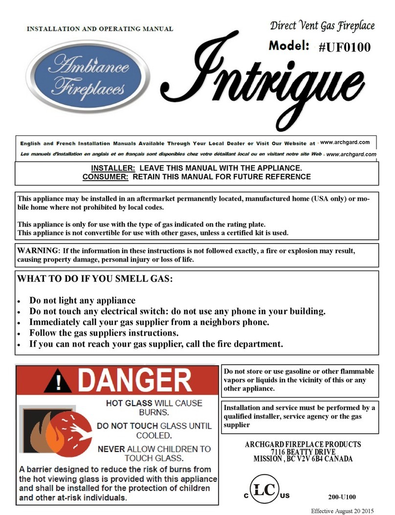 Ambiance Fireplaces Intrigue UF0100 User manual