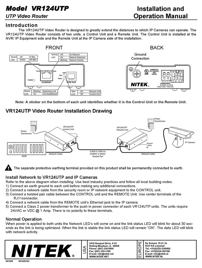 Nitek VR124UTP Installation and operation manual