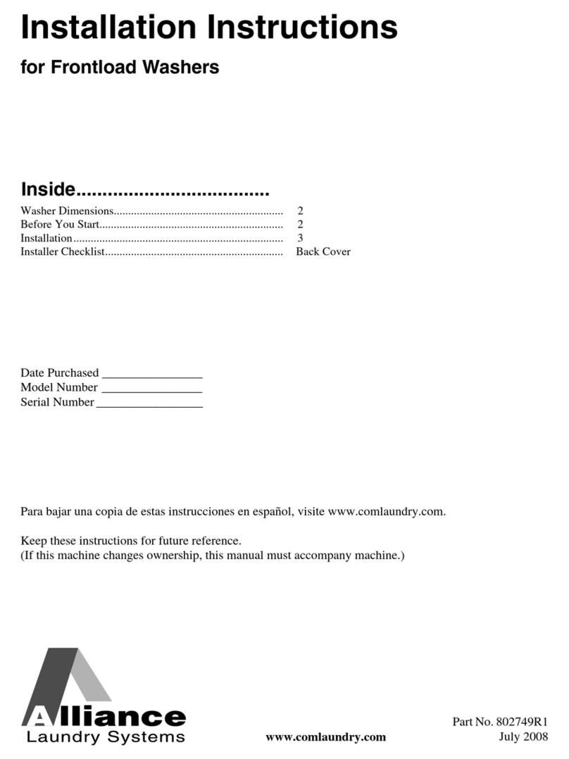Alliance Laundry Systems 802749r1 User manual