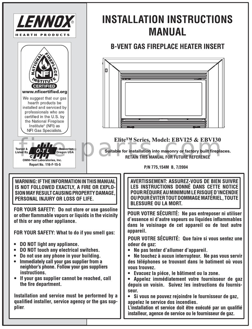 Lennox Hearth Products EBVI25 Installation instructions manual Lennox Hearth Products EBVI25 Installation instructions manual