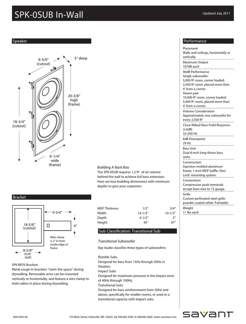 Savant SPK-0SUB In-Wall User manual