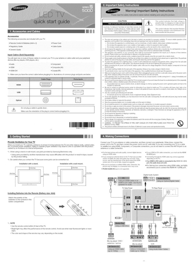 Samsung series 5 5000 quick start guide