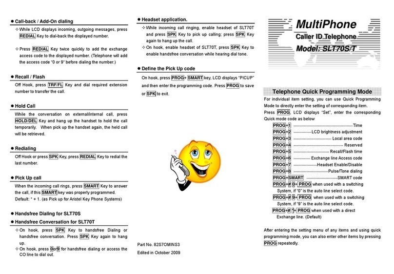 Aristel MultiPhone SLT70S Operating instructions