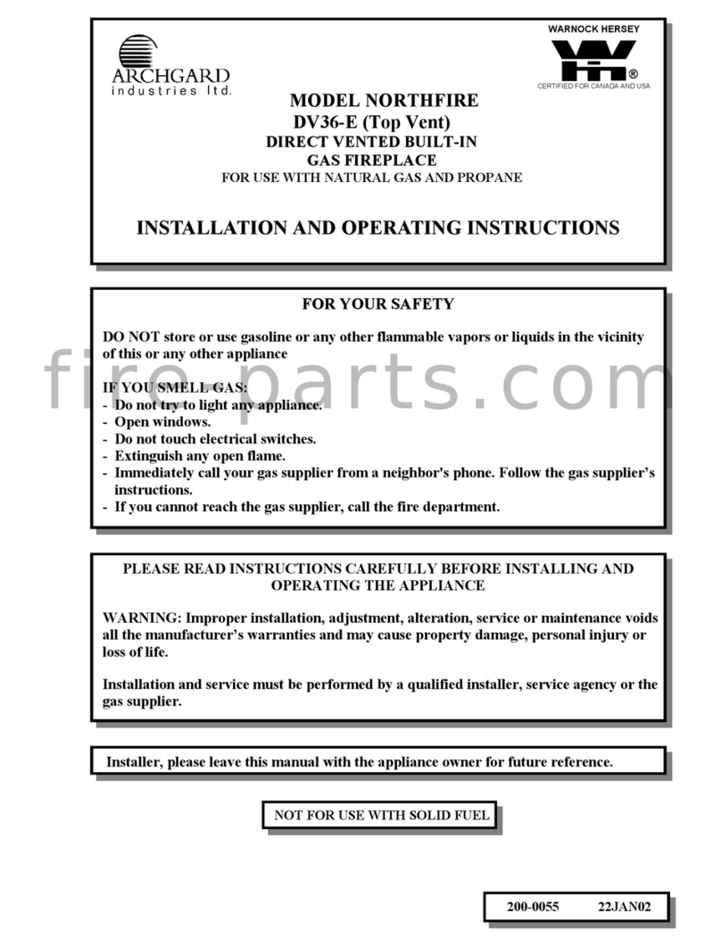 Archgard NorthFire-DVT36E Installation and operating instructions