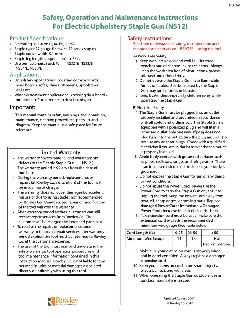 Rowley NS12 Safety, operation and maintenance instructions