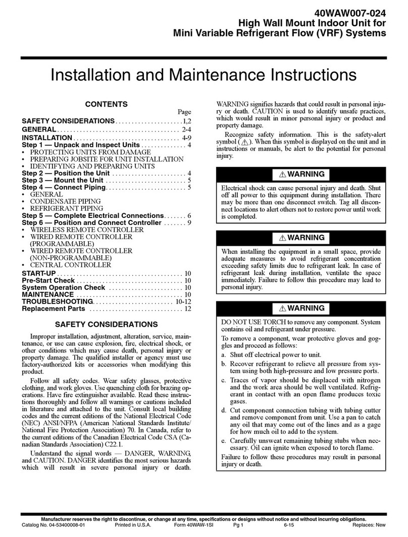 Carrier 40WAW007-024 User manual