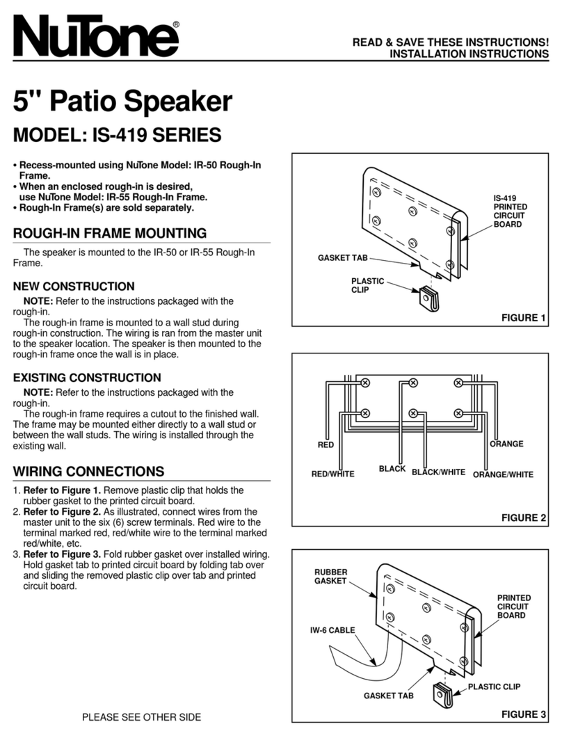 NuTone IS-419 SERIES User manual