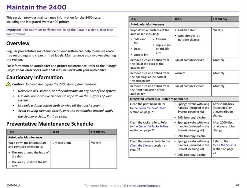 Rimage 2400 User manual